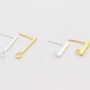 DIY S925 sterling silver rectangular stud earrings connector in gold and silver finish