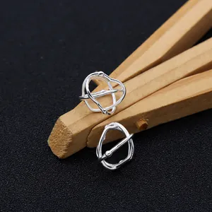 S925 Sterling Silber hohle Sternkugel-Anhänger mit abstraktem geometrischem Drahtgeflecht