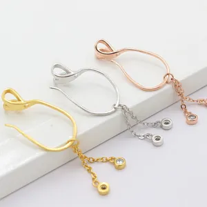 S925 Sterling Silber DIY Anhänger Ösen mit Zirkonia Quasten in Gold, Silber und Roségold