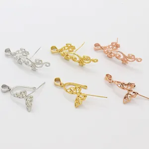 Enganches de plata S925 con diseño de mariposa y filigrana en oro, oro rosa y plata