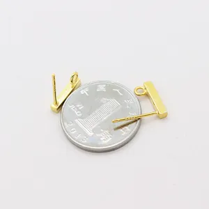 Gold rectangular bar stud earrings with loop for DIY jewelry making and coin scale