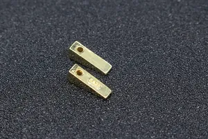 Detailed view of gold plated S925 sterling silver rectangular wedge pendants for jewelry DIY