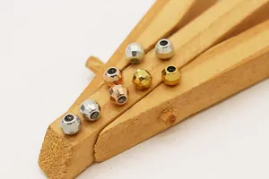 Macro di perle scorrevoli sfaccettate in argento S925 per creazione gioielli DIY