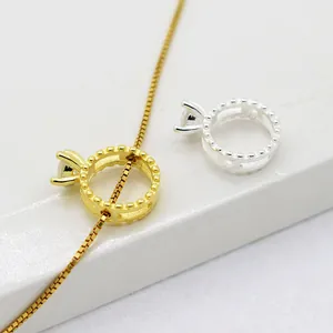 Collana con ciondolo ad anello in argento S925, zirconia cubica e catena a maglia veneziana
