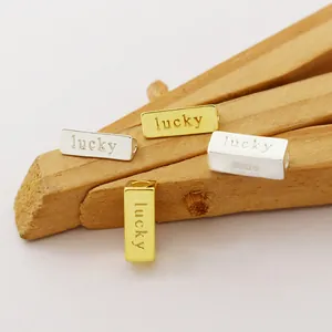 S925 Sterlingsilber Lucky Anhänger Rechteck Dreieck Zwischenperlen Für DIY Schmuckherstellung Gold Silber Plattiert