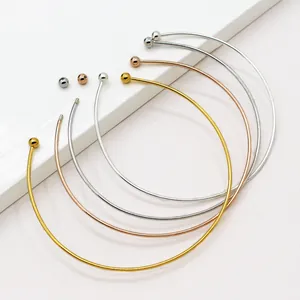 S925 Sterling Silver Screw End Open Cuff Bracelet Minimalist DIY Beadable Bangle For Women Jewelry Gold Rose Gold Silver
