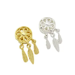 S925 sterling zilveren dromenvanger bedels met veren in goud- en zilverlook