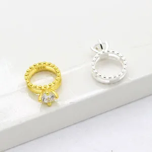 Cornici per perline a corona in argento S925 con zirconi in finiture oro e argento