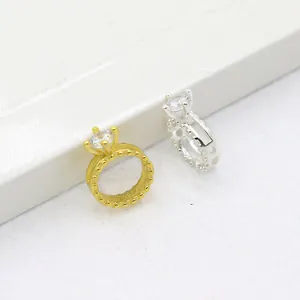 Telaio per perline a corona in argento S925 con zircone in finitura oro e argento