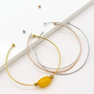 Minimalist S925 sterling silver screw cuff bracelets in gold, silver, and rose gold tones