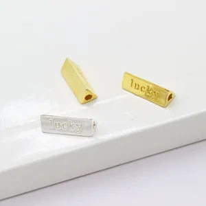 S925 Sterling Silber Glücksdreieck-Prisma Perlen für DIY Halsketten in Gold und Silber Finish
