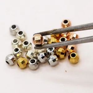 Perline di posizionamento sfaccettate in argento S925 per gioielli fai da te oro e argento