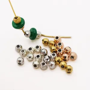 Perline scorrevoli sfaccettate in argento 925 per gioielli fai da te in oro e argento