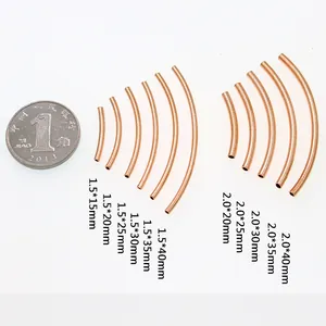 Rose gold S925 sterling silver hollow curved tubes for DIY bracelets in various sizes