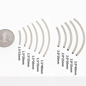 Polished S925 sterling silver hollow curved tube beads for DIY jewelry bracelet making