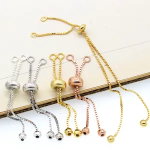 Extension de Chaîne Vénitienne Réglable en Argent Sterling S925 DIY avec Perle Coulissante pour Colliers Bracelets Bijoux