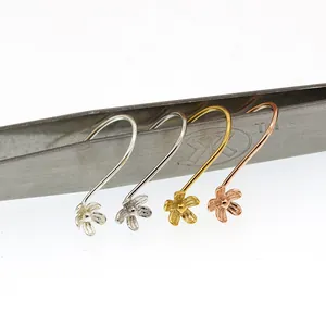 S925 sterling silver floral earring hooks in silver, gold and rose gold finishes