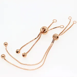 Chaîne box ajustable en or rose avec perles coulissantes pour bijoux DIY en argent S925