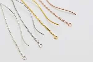 Detailed macro view of S925 sterling silver wave ear wires in silver and gold plating