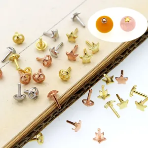 S925 Sterling Silver Star Round Bead Hole Stopper T Shaped Plug DIY Handmade Jewelry Making Findings Accessories Gold Silver