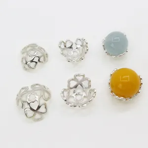 S925 Sterling Silber herzförmige hohle Perlenkappen für DIY Schmuck und Perlenzubehör