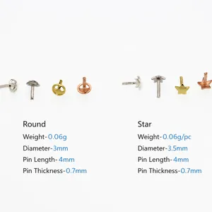 S925 sterling silver mini star and round stud earrings in silver gold rose gold finishes
