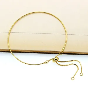 Adjustable S925 sterling silver screw bangle with gold finish and box chain design