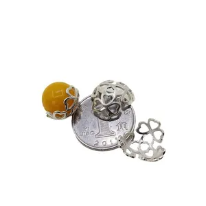 S925 Sterling Silber Kleeblatt Perlenkappen für DIY Schmuckherstellung mit Münze