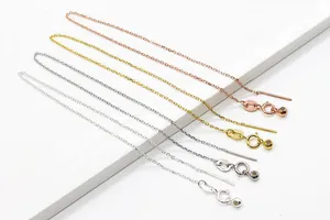 Detail of four S925 sterling silver ear threads with 925 Italy hallmark and O-chain texture