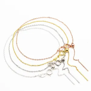 925 Sterling Silver Adjustable Cross Chain Bracelet For Women Minimalist Slider Bead DIY Jewelry Making Components