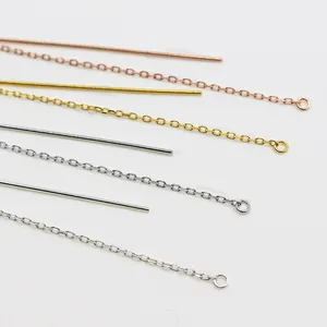 S925 sterling silver earring threaders with link chains and loops in gold and rose gold
