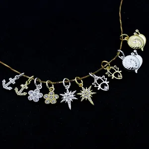 Pendente in Argento Sterling 925 Con Zirconia Micro-Pave Solo Ciondolo Senza Catena DIY Ancora Stella Fiore Chiocciola Cervo Ciondolo Per Donna Gioielli