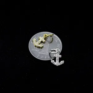 Pendenti ad ancora in argento S925 con zirconi micro-incastonati oro e argento