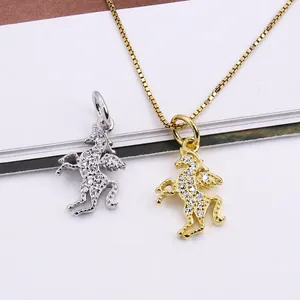 Ciondoli unicorno in argento S925 con zirconi incastonati, finiture oro e argento