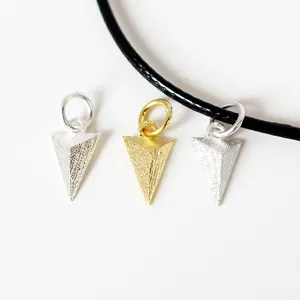 Pendentif Pyramide Triangle en Argent Sterling 925 Mat pour Création de Bijoux DIY Or Argent Géométrique Minimaliste