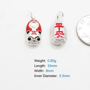 S925 sterling silver tiger head and Ruyi charm with coin for size reference