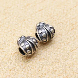 S999 Feinsilber Vintage Marienkäfer Zwischenperlen 3D Hartsilber Käfer Charms Für DIY Schmuckherstellung Armband Zubehör