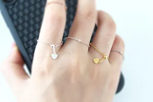 Verstelbare S925 sterling zilveren kettingringen met hartjes in goud en zilver