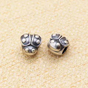 S999 Silber Marienkäfer-Perlen im Vintage-Stil für handgefertigten DIY-Schmuck