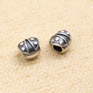 Antike S999 Sterlingsilber Käfer-Abstandshalter mit Vintage-Textur für DIY-Schmuck