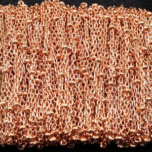 Macro shot of rose gold S925 sterling silver satellite chain for DIY jewelry making