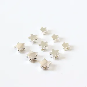 S925 sterling silver charms set with star, crown, and flower beads for DIY jewelry making