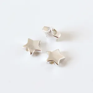 Set of three S925 sterling silver star-shaped spacer beads for DIY jewelry making