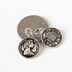 Pendentifs Elizabeth II en argent sterling S925 pour création de bijoux artisanaux