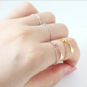 Verstelbare S925 sterling zilveren kettingringen in zilver, goud en rosé goud afwerking