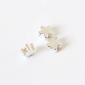 Three S925 sterling silver five-petal flower spacer beads for DIY jewelry making accessories