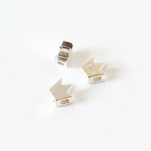 Three S925 sterling silver crown spacer beads with high polish finish and 925 hallmark
