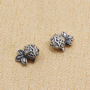 Paar Vintage 999 Sterling Silber 3D Koi Fisch Anhänger mit detaillierten Schuppen und Flossen