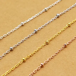 S925 sterling silver beaded cross chain in silver, 18K gold, and rose gold finishes