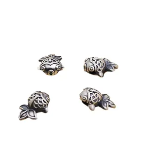 Koi-Fisch Perlen aus 999er Sterlingsilber für DIY-Schmuckherstellung, 4-teiliges Set